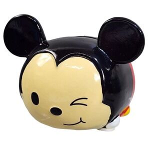Disney Fab New York Baby Mickey Mouse Ceramic Coin Bank Red Black 2 7/8" Tall